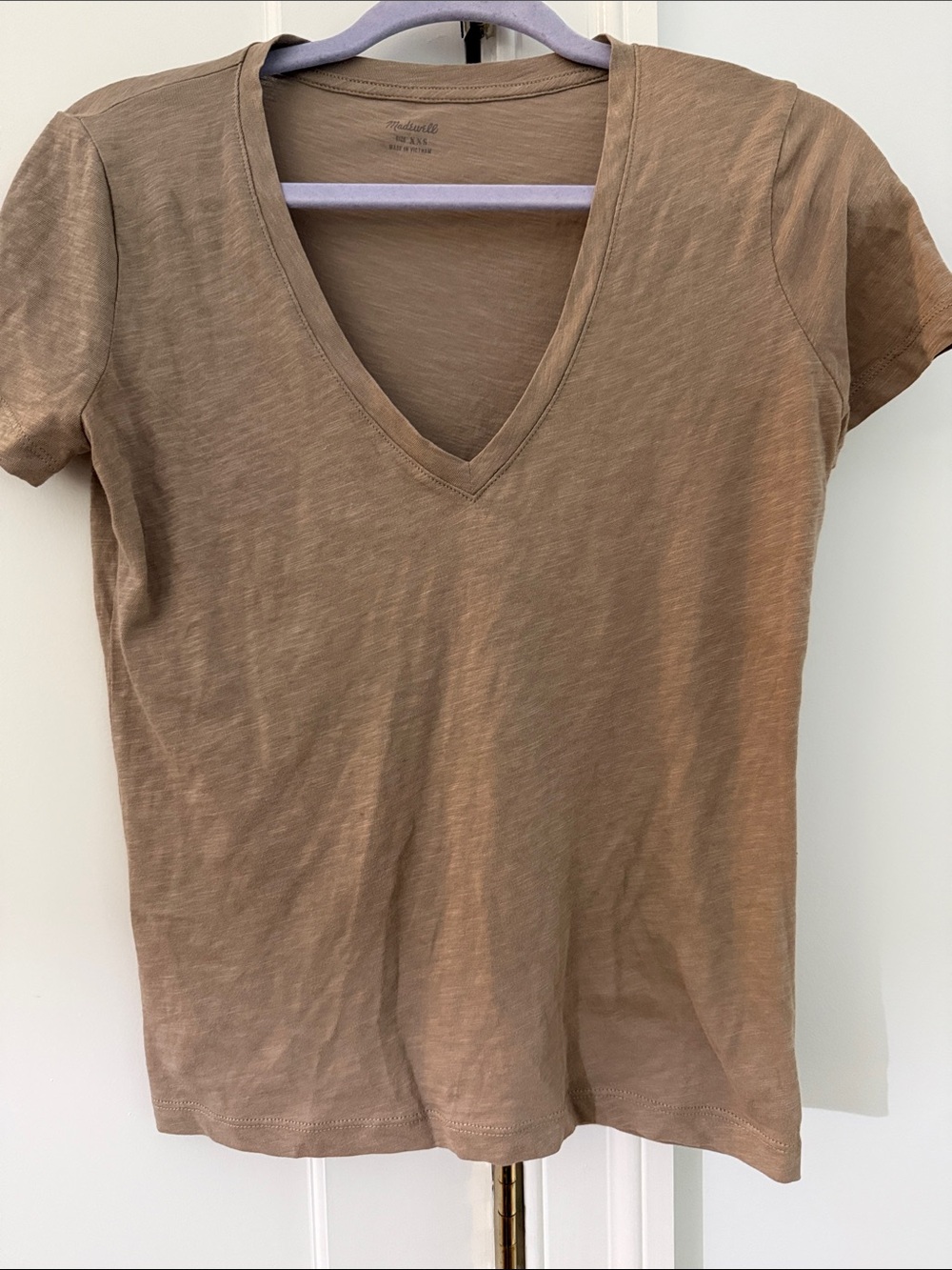 Madewell Brown V-Neck Short Sleeve Tee
